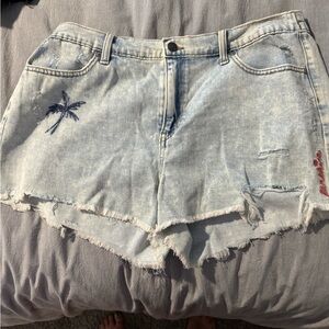 Aerie Light Blue Distressed Jean Shorts